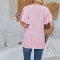 thumbnail image 6 of ZOHIUM Women's Tops Trendy Women' V Neck Ruffle Sleeve Solid Color Loose Fitting T Shirt and Womens V Neck Short Sleeve T Shirts Summer Tops Loose Fit Basic Tee Clothes （Red,XXL), 6 of 6