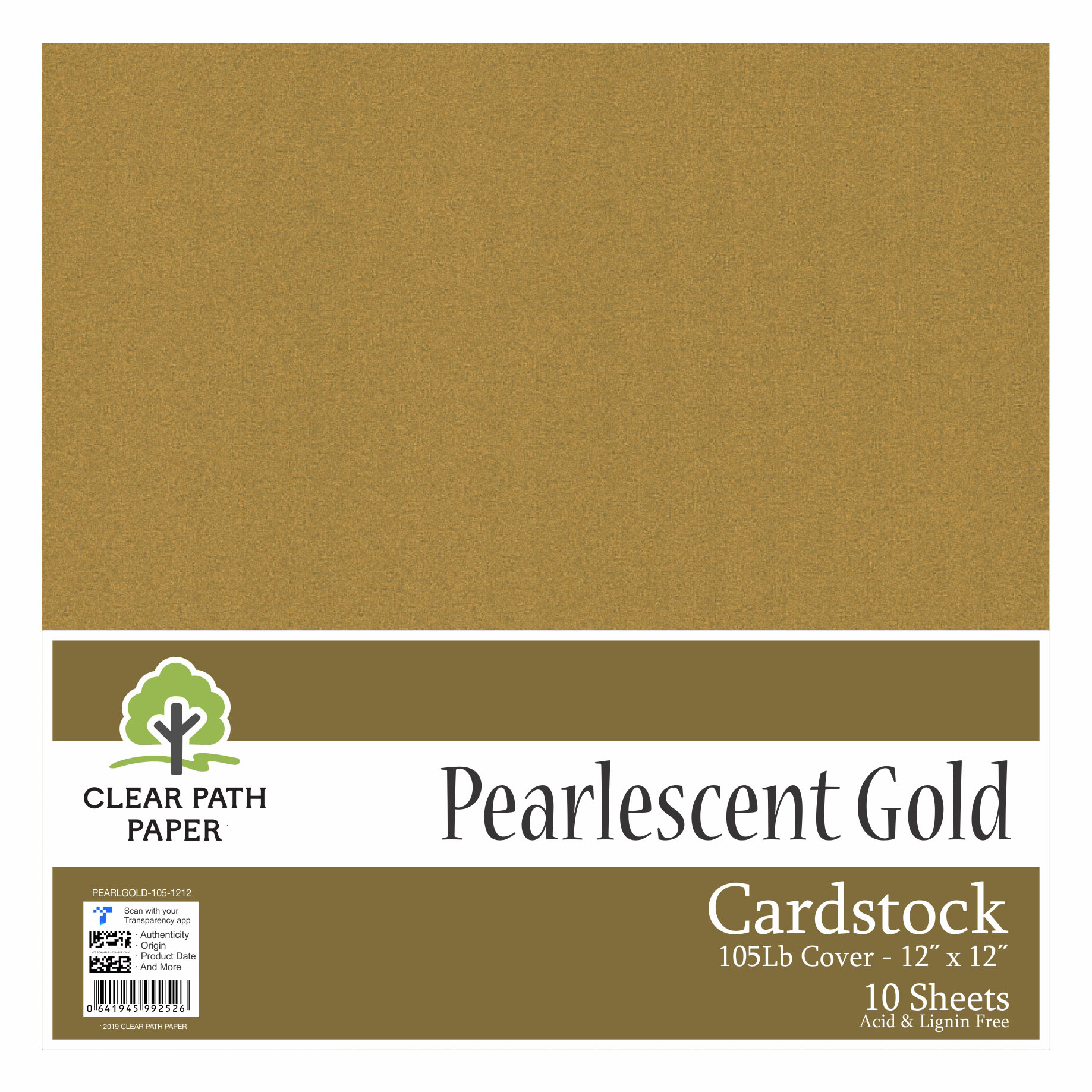 Pearlescent Gold Cardstock 12 x 12 inch 105Lb Cover 10 Sheets