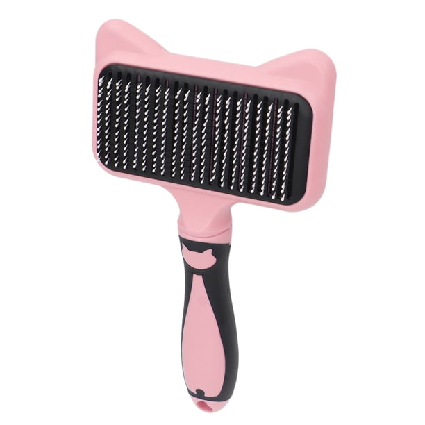 Cat Slicker Brush, Cat Grooming Brush Dientes Curvos De 140 Grados Autolimpieza Dientes De Acero Inoxidable Fácil De Usar Para Gatos Para Depilación ANGGREK Rosa