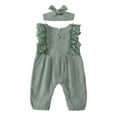 thumbnail image 4 of Newborn Baby Girl Solid Ruffle Sleeveless Romper Jumpsuit Bodysuit Summer Outfits Clothes, 4 of 8