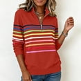 thumbnail image 6 of Winter Sweatshirt For Women Casual Half-zip Fashion Tops Striped Loose Stand-up Collar Long-sleeved Oversized Pullover Sweatshirts Casual Fall Clothes, 6 of 7