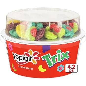 Yoplait Strawberry Low  Kids Yogurt & Trix Cereal Snack 4.27 OZ Cup