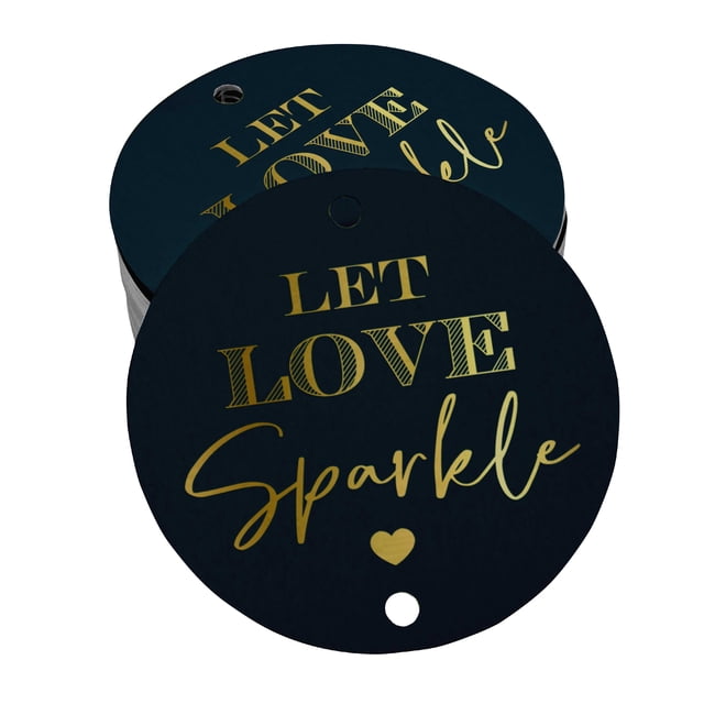 Inkdotpot Pack Of 50 Let Love Sparkle Wedding Favor Paper Tags Craft Real Gold Foil Hang Tags