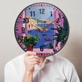 thumbnail image 6 of Yayeee Wall Clock Battery Operated 11.9" Silent Quartz Non-Ticking for Living Room Decor, Purple Window Scene, 6 of 8