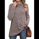 thumbnail image 1 of Tops Tipo Túnica para Mujer, Cuello Alto, Larga, Suéteres Oversize de Otoño, Abertura Lateral, Dobladillo Alto-Bajo Rosa y Gris L, 1 of 5