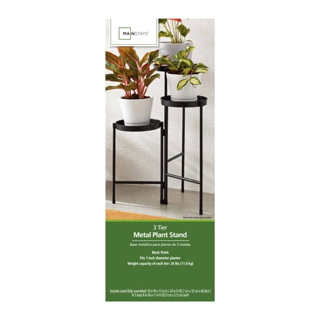 MAINSTAYS BLACK METAL 3 TIER PLANT STAND