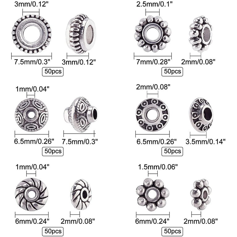 Retro Tibetan Silver Flower Spacer Beads Round Metal Wheel Spacers for  Jewelry Making