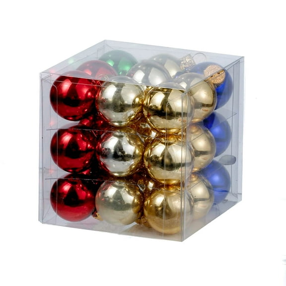 Kurt S. Adler 25MM Miniature Multi-Colored Shiny Glass Ball Ornaments, 27-Piece Box Set