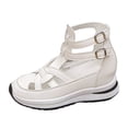thumbnail image 6 of Rokment Platform Wedge Gladiator Sandals for Women Vintage Casual Leather Closed Toe Chunky Height Increasing Comfortable Non Slip Walking Work Sneakers Summer Shoes White Size 9, 6 of 8