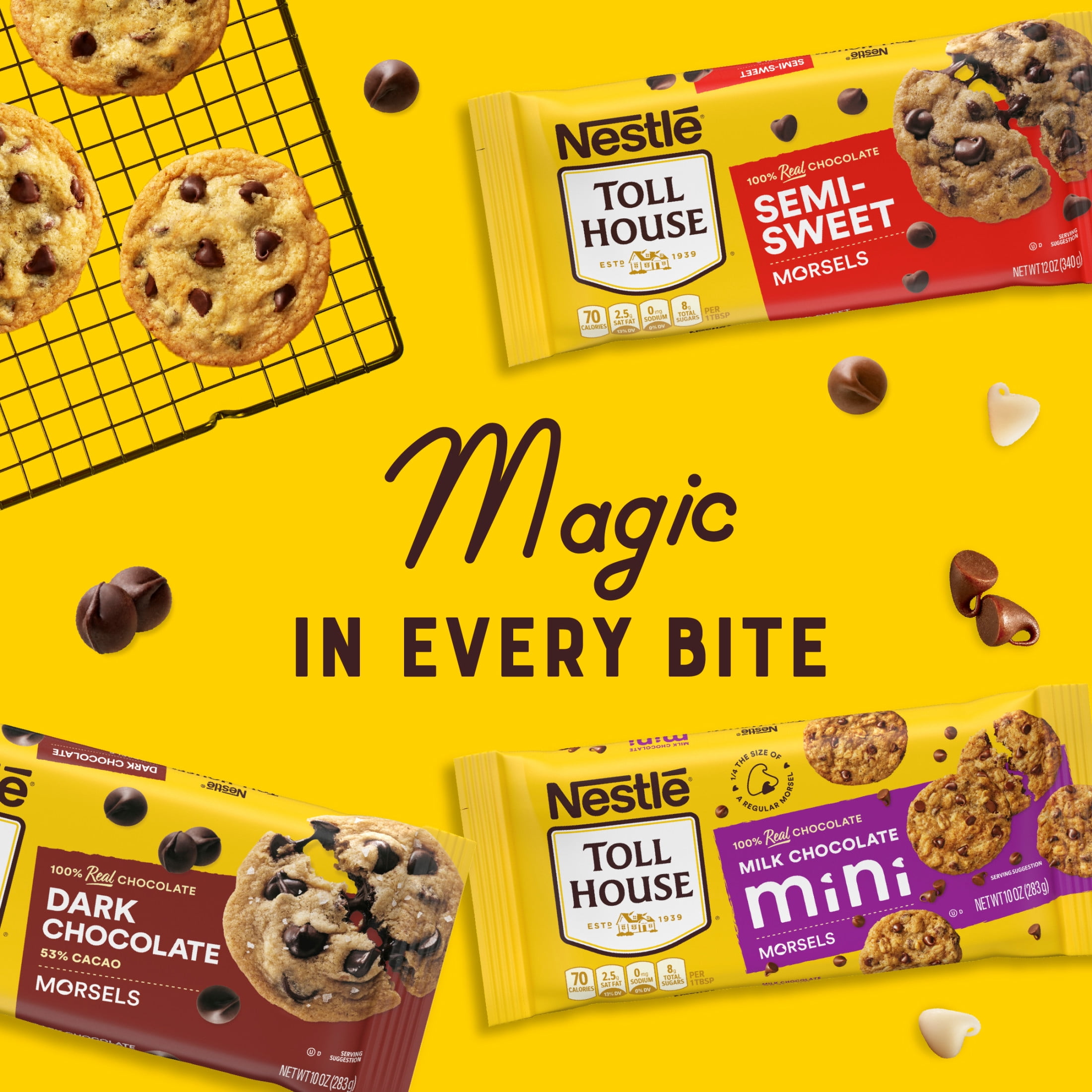 (6 pack) Nestle Toll House Dark Chocolate Regular Baking Chips, 10 oz Bag