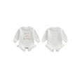 thumbnail image 2 of BemeyourBBs Baby Girl Sweater Romper Spring Fall Winter Clothes Letter Embroidery Round Neck Long Sleeve Ruffled Knit Jumpsuit, 2 of 9