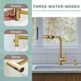thumbnail image 4 of Wowow Pull Down Waterfall Kitchen Faucet with Soap Dispenser and 3-Mode Sprayer in Gold for Kitchen Sink, 4 of 7