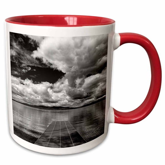 3drose, Dock in Skidoo Bay in Flathead Lake Near Polson, Montana, Usa., 11oz Two-tone Red Mug