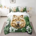 thumbnail image 2 of Wolf Bed in a Bag Queen Comforter Set 7 Piece Daisy Flowers Bedding Sets,Grey Blue Ombre Oil Painting Sheet Set with Comforter Graffiti Art Western Animals Butterfly Bohemian Decor, 2 of 4