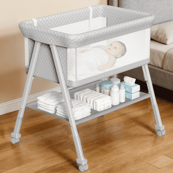 3 in 1 Baby Bassinet, Bedside Sleeper, Standalone Baby , 4 Height Adjustable Portable Bassinet for Newborn, Dray