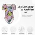 thumbnail image 6 of Haiem Cute Donuts Women's Crew Neck Short Sleeve Bodysuit Tops Stretchy Slim Basic-Medium, 6 of 9