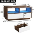 thumbnail image 6 of Dextrus LED Coffee Table with Storage Drawers, Modern Living Room Table, White and Walnut, 6 of 8