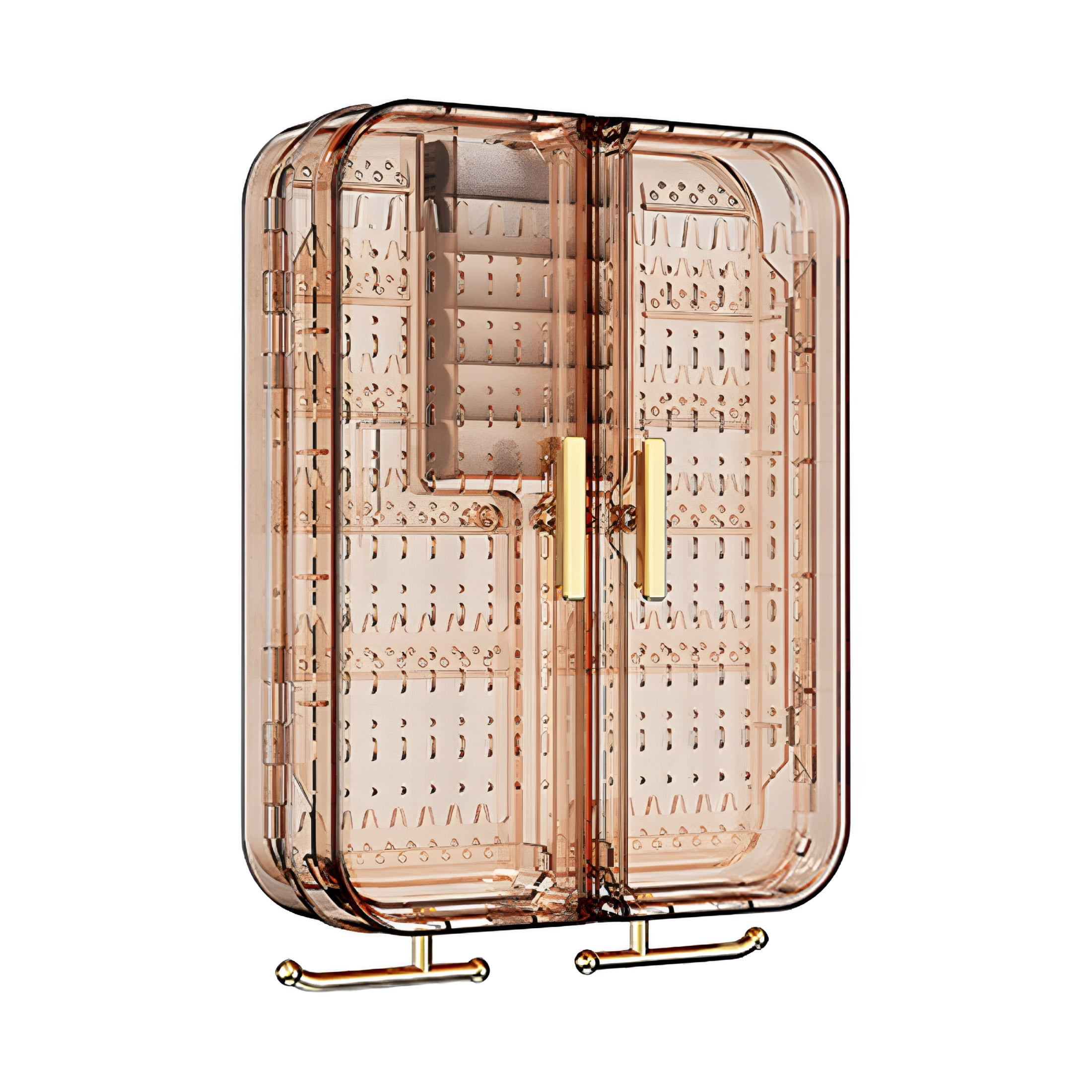 XIBUFE Wall Mounted Jewelry Organizer Hanging Box | Transparent Necklace Holder | Earring and Ring Storage Rack | No Punching | Decorative Display for Home