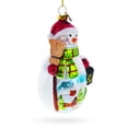 thumbnail image 2 of Snowman Holding Broom and Lantern Glass Christmas Ornament, 2 of 4