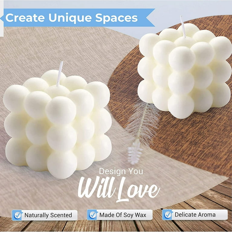 Bubble Candle - Cube Soy Wax Candles, Home Decor Candle, Scented Candle Set  2 Pieces, Home Use and Gifting 