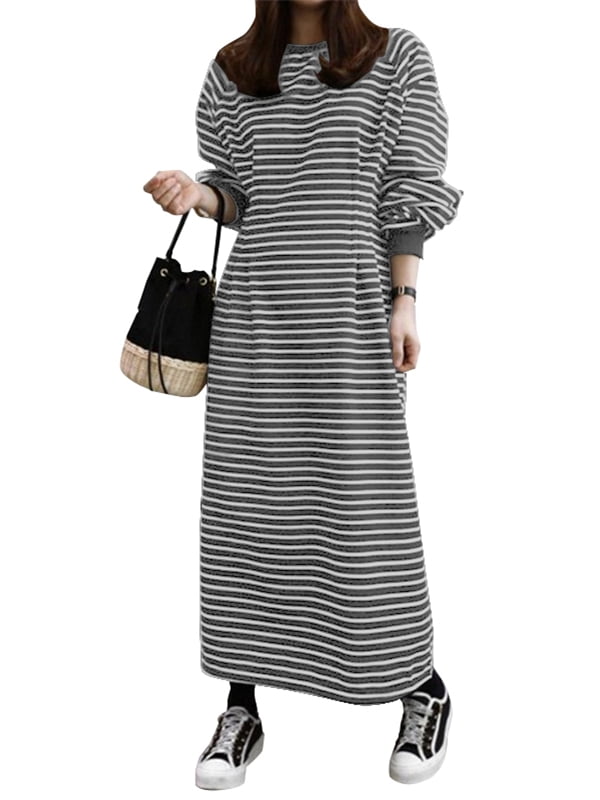 striped sweatshirt dress