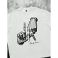 thumbnail image 2 of Angeles LA Letter Hand Gesture Logo Print Casual Oversized Men White T-Shirt, 2 of 3