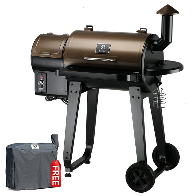 Z GRILLS Wood Pellet BBQ Grill and Smoker with Digital Temperature Controls and Free Patio Cover