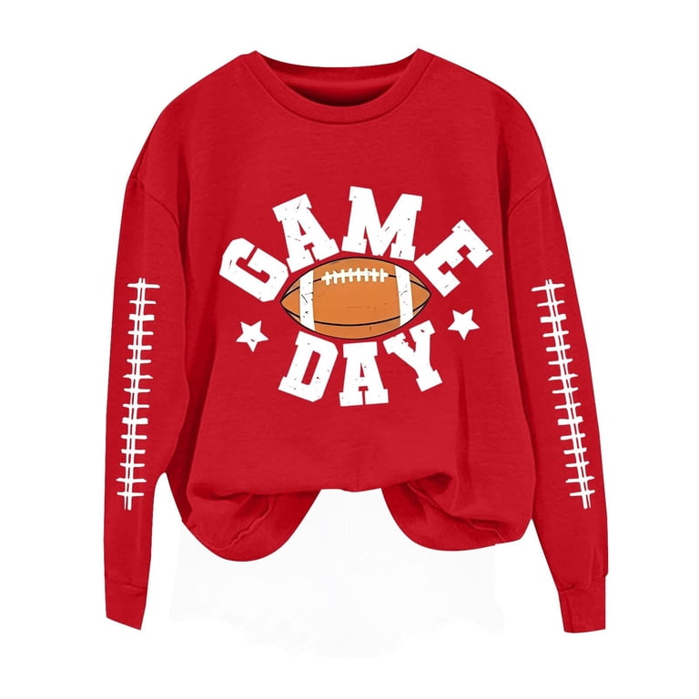 Women's Football Game Day Sweatshirt - Long Sleeve Graphic Pullover For Soccer Fans, Casual Crewneck