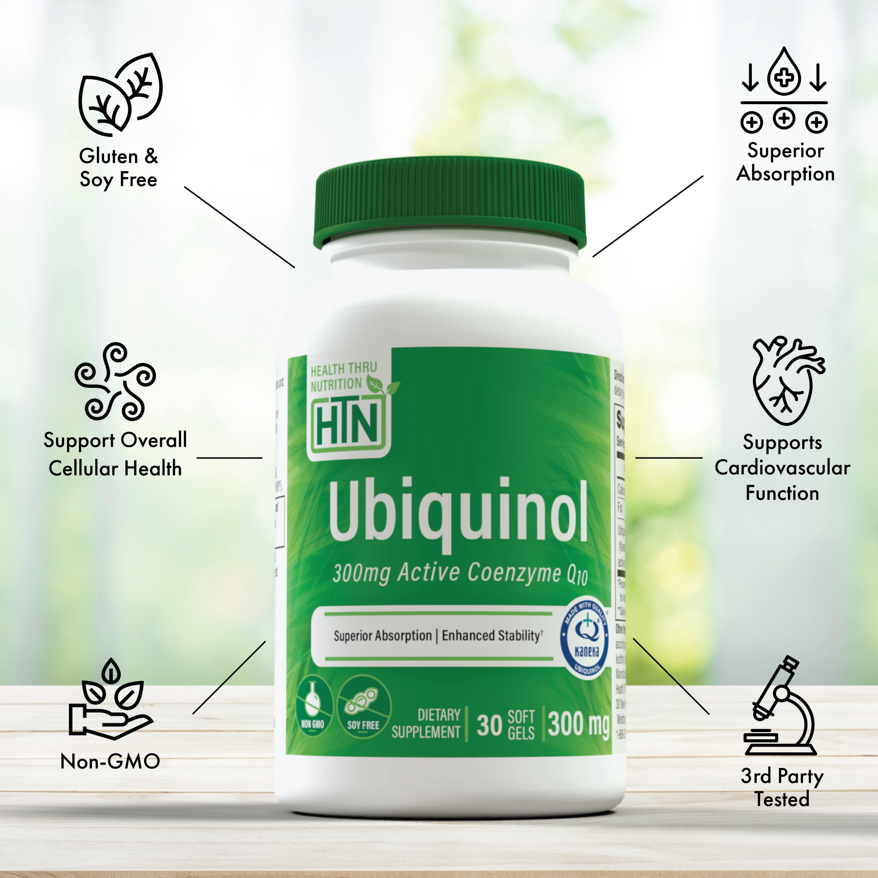 Ubiquinol 300mg CoQ-10 (Kaneka™) 30 Softgels (Non-GMO) by Health Thru Nutrition
