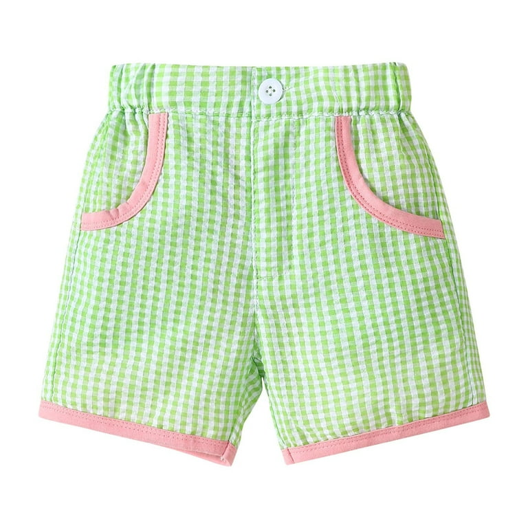 NAISIBABY Girls Bermuda Shorts, Plaid Fashion Cute Elastic Waist