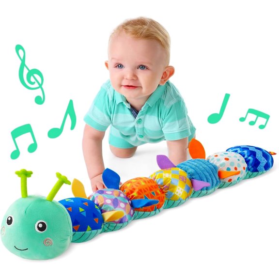 BTEPSGA Baby Toys Musical Caterpillar,Infant Toys Stuffed Animal Toys with Ruler Design and Ring Bell,Baby Teething Toys for Tummy Time Newborn Boys Girls 0 3 6 12 Months