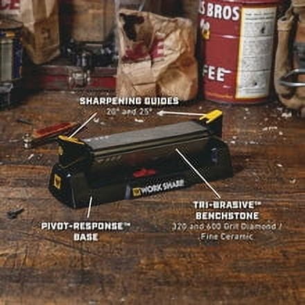 Work Sharp Benchstone Knife Sharpener, 3 sided for faster manual pocket or hunting knife sharpening