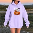 thumbnail image 3 of Ladies' Halloween Casual Printed Round-Neck Long-Sleeved Hoodie Pullover, Purple Xl, 3 of 4