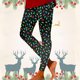 thumbnail image 3 of Gibobby Leggings estampados para mujer Leggings largos ajustados con estampado navideño informal para mujer para las temporadas de otoño e invierno(Verde,G), 3 of 4
