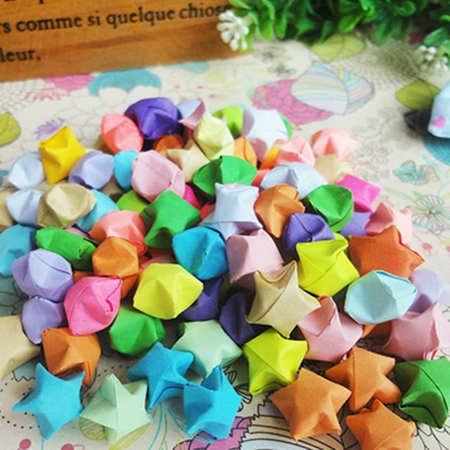 Manualidades de Estrellas de Papel para Hacer Tú Mismo, Set de 100 Estrellas, Material Colorido para Manualidades, Perfecto para Regalos de Navidad, Decoraciones Navideñas, Decoración de Fiestas, Div