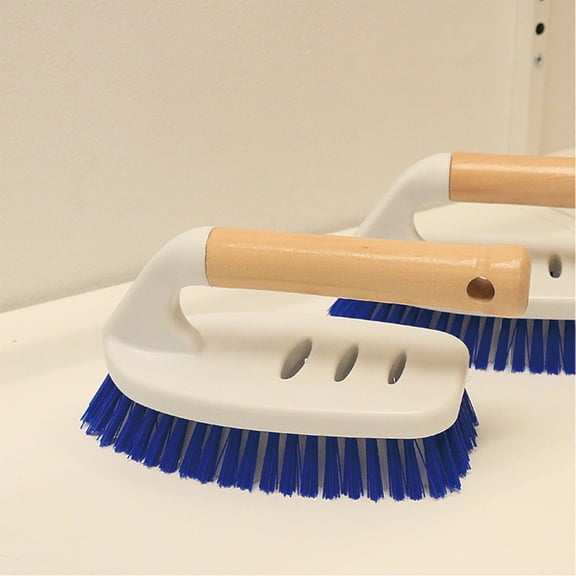 Hard Bristle Cleaning Brush, Handheld Scrub Brush with Short Handle for Bathroom Tile, Bathtub, and Shower, Non-slip Grip & Durable Plastic Construction for Deep Cleaning on Floors,