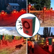 QD-Gotrays Solar Outdoor Motion Sensor Alarm-Dog Barking&Gunshot Sound,Support Recording&±Volume,130db Loud Noise Maker,3 Work Modes Strobe Light with USB,Say Goodbye to The Intruders