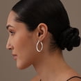 thumbnail image 2 of LeCalla 925 Sterling Silver Medium Click-Top Hoop Earrings Lightweight Italian 3 MM Diamond-Cut Round Classic Hoops Earring for Women 35MM, 2 of 6