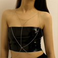 thumbnail image 2 of Simple Body Chain Fashion Geometric Chain Delicate Chest Chain Sexy Body Mesh Chain for Woman Girl Lady (Golden), 2 of 3