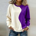 thumbnail image 2 of BUIGTTKLOP Crewneck Sweatshirts for Women Long Sleeve Shirts Color Block Loose Fitted Pullovers, 2 of 6