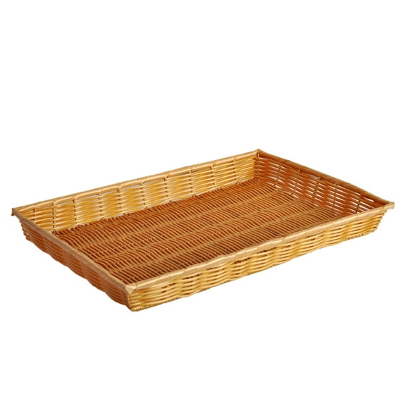 Excellante 18" x 13" x 2" rectangular plastic hand woven basket, comes in each