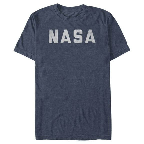 Men's NASA Flat Text Simple Logo Graphic Tee Navy Blue Heather 3X Large