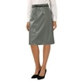 thumbnail image 4 of INSPIRE CHIC Women's Faux Leather Skirt A-Line High Waist Vintage Pencil Midi Skirt XL Dark Grey, 4 of 6