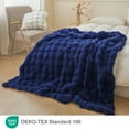 thumbnail image 2 of LIFEREVO Fluffy Faux Rabbit Fur Bubble Throw, Plush Shaggy Blanket for Couch Sofa Chair, Soft Cute Royal Furry Blanket Adults Kids Teens Girls, Fuzzy Throw for Bedroom Living Room, 50x60, Navy Blue, 2 of 7