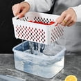thumbnail image 1 of YAOMOBB Freezer Storage Box Drain Basket Design Food Storage Bins Set 850ml+1750ml+3300ml Storage Box Container Trio, 1 of 6