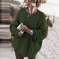 thumbnail image 2 of Elegant Women Sweater Pullover Women Loose Plus Size Round Neck Pullover Solid Color Knit Sweater, 2 of 5