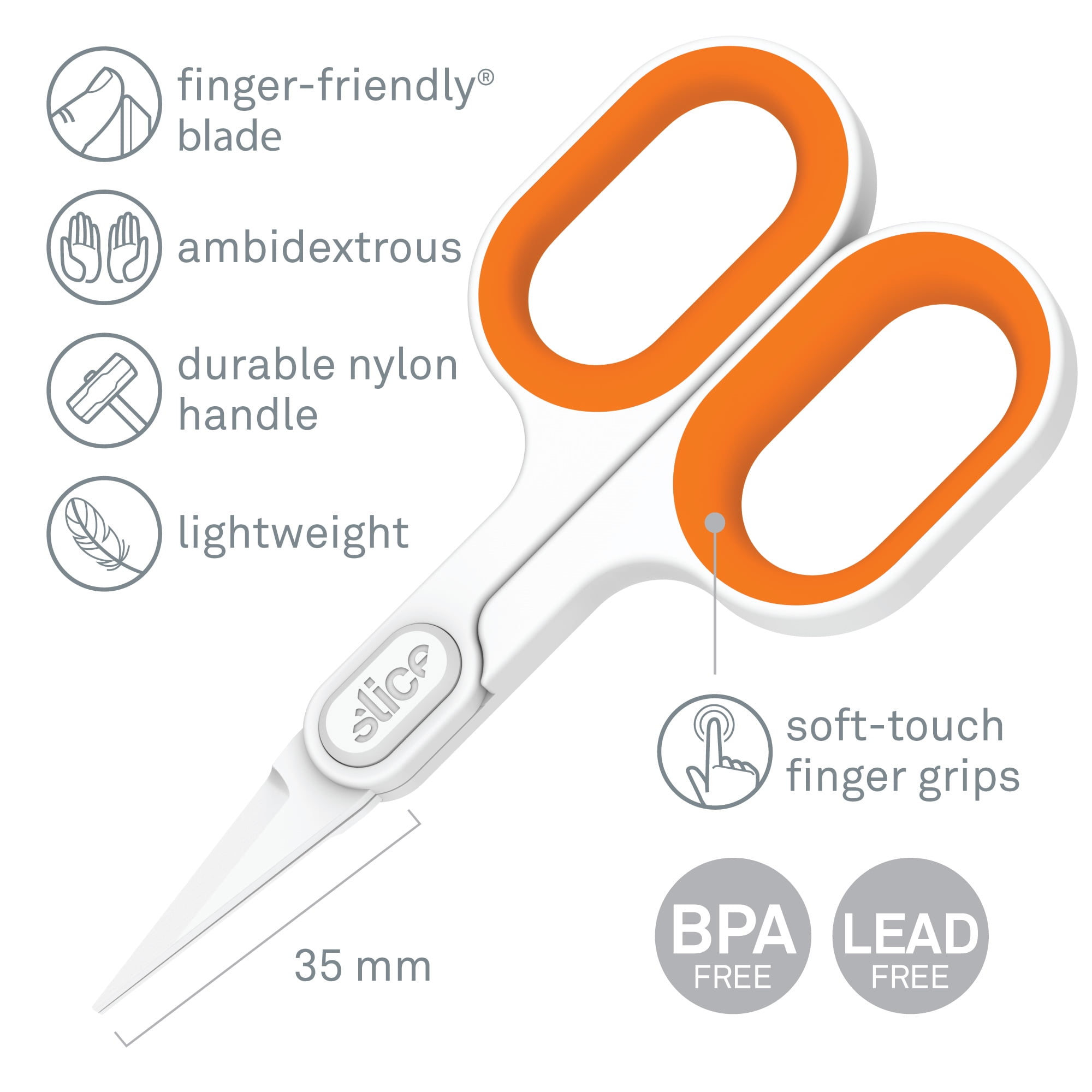 Slice 10546 Ceramic Scissors - Pointed Tip | Never Rusts, Finger Friendly, Food Grade, BPA, Micro Ceramic Safetey Blades