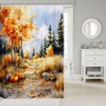 thumbnail image 2 of Manfei Classic Halloween Pumpkin Lantern Shower Curtain 72Wx84L,Cute Turkey Print Bathroom Shower Curtain, 2 of 5