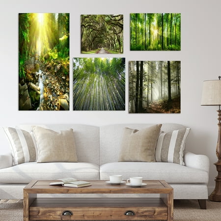 Light 8 Piece Collection - DESIGN ART Designart - Forest Collection - Traditional Wall Art set of 5 pieces - Green