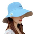 thumbnail image 2 of Yirtree Women's Packable Reversible Marguerite Embroidery Hat UV Sun Protection Wide Brim Summer Beach Cap, 2 of 7